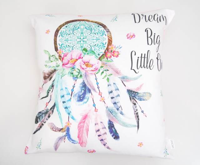 Dream Big Little One Pink Dreamcatcher Cushion Cover - image 1