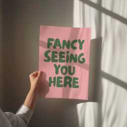 Fancy Seeing You Here Art Print, Funny Typography Wall Art, Hallway Blush Pink & Green Decor - thumbnail 3