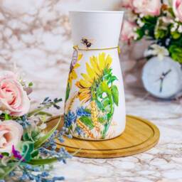 Handmade Sunflower Decoupage Glass Vase, Home Decor Gift - thumbnail 3
