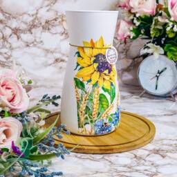 Handmade Sunflower Decoupage Glass Vase, Home Decor Gift - thumbnail 2