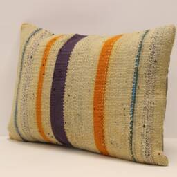 Vintage Turkish Kilim Pillow Cover, Boho Throw Cushion - 14x20 In - thumbnail 3
