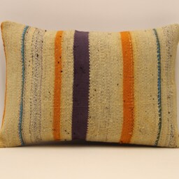Vintage Turkish Kilim Pillow Cover, Boho Throw Cushion - 14x20 In - thumbnail 2