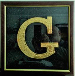 Gilded Glue Chipped Initial, Raised Mount Against A Black Smalt Backgroud - thumbnail 1