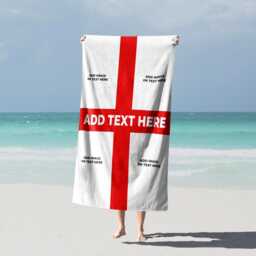 Personalised Photos England Flag Bath Beach Towel Three Lions Football Supporter St Georges Cross Sport Fan Holiday Gift Present For Him Her - thumbnail 1