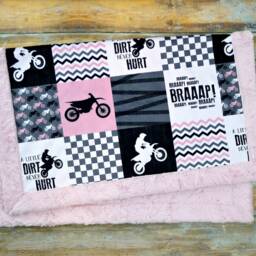 Personalized Motocross Minky Blanket - Faux Patchwork Motorcycle Dirt Bike Baby Motox - thumbnail 3