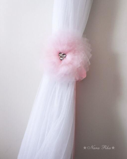 Nursery Flower Curtain Tie Back Set - & Baby Room Decor Drapery Holdbacks Window Accents Shower Gift - image 1