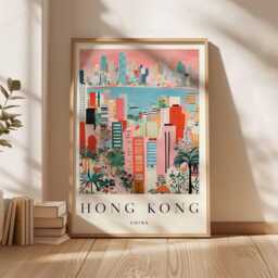 Hong Kong Skyline Poster China Travel Art, Asia Wall Decor - thumbnail 3