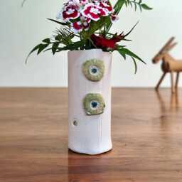 Handmade Ceramic Bud Vase Colorful Stoneware Single Stem Decor - thumbnail 3