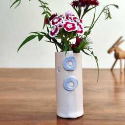 Handmade Ceramic Bud Vase Colorful Stoneware Single Stem Decor - thumbnail 2