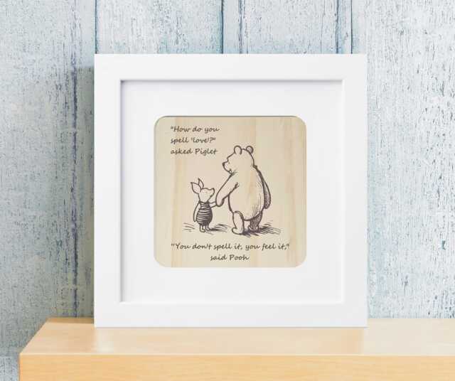 Cute Winnie The Pooh & Piglet Engraved Wood Art With Quotation Valentine's Day Gift - Unique For Girlfriend, Wife, Boyfriend, Husband - image 1