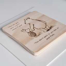 Cute Winnie The Pooh & Piglet Engraved Wood Art With Quotation Valentine's Day Gift - Unique For Girlfriend, Wife, Boyfriend, Husband - thumbnail 3