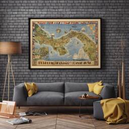 Vintage Panama Canal Map Art Print Pictorial Wall Poster - thumbnail 2
