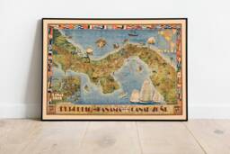 Vintage Panama Canal Map Art Print Pictorial Wall Poster - thumbnail 1