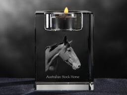 Australian Stock Horse, Crystal Candlestick With Horse, Souvenir, Decoration, Limited Edition, Collection - thumbnail 1