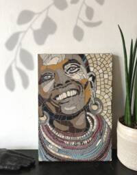 Mosaic Portrait Of A Maasai Bride - Wedding Day Wall Art - thumbnail 1
