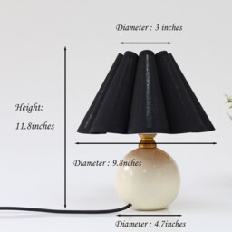 Handmade Black Pleated Fabric Table Lamp With Ceramic Base-15# - thumbnail 2