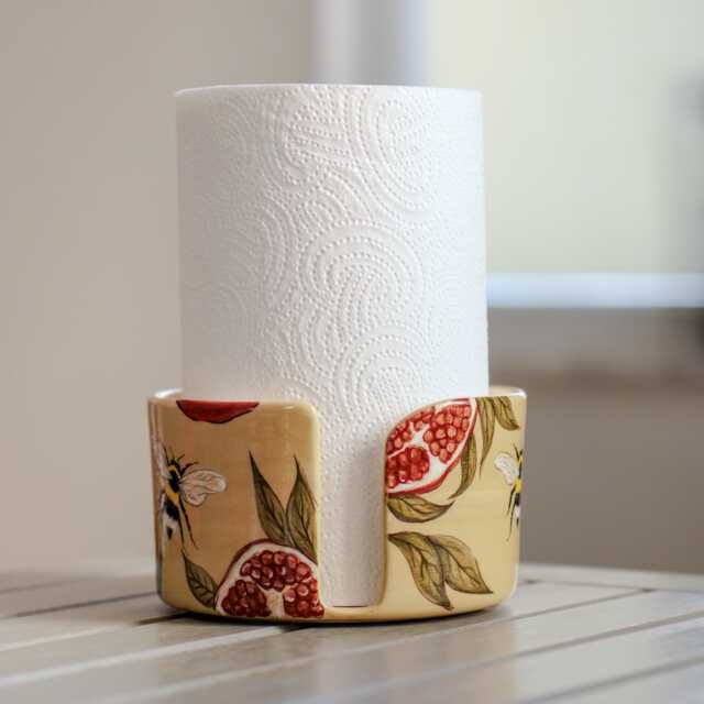 Handmade Ceramic Pomegranate Paper Towel Holder Freestanding Kitchen Decor - No Us Tariffs - image 1