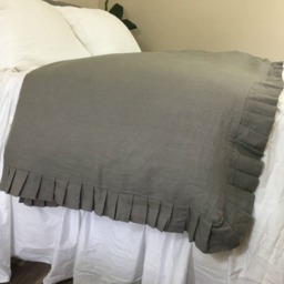 Linen Duvet Cover With Pleated Ruffles All The Way Around, 40+ Colors, Exquisite Stunning - thumbnail 2
