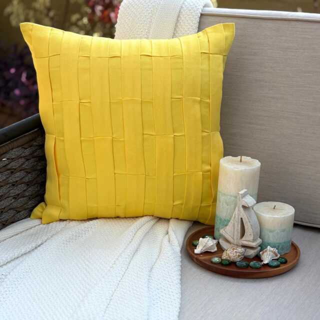 "Faux Suede Textured Pintuck Throw Pillow Cover, 16""x16" - image 1