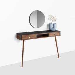 Walnut Console Table With Marble Top, Mid Century Modern Entryway