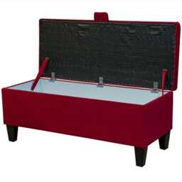 Notting Hill Plain Wine Velvet Fabric Storage Bench Ottoman - Bespoke British Made - thumbnail 2