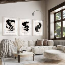 Neutral Abstract Art Prints, Modern Art, Brush Strokes, Wall , Set Of 3 A5, A4, A3 A3+ A2 Sizes, Fast Delivery - thumbnail 1