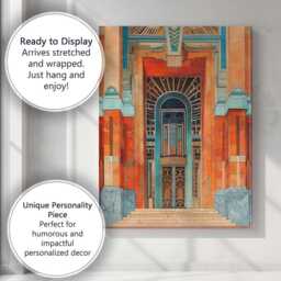 Art Deco Geometric Entrance Architectural Facade Illustration Canvas Wall Print Decor Picture Ready To Hang - thumbnail 3
