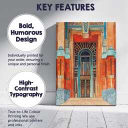 Art Deco Geometric Entrance Architectural Facade Illustration Canvas Wall Print Decor Picture Ready To Hang - thumbnail 2