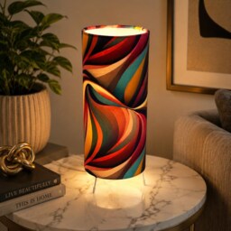 Handmade By Order Luxury Abstract Wave Pattern Multicoloured On Velvet Tall Table Lamp With Holder & Wire - thumbnail 3