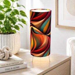 Handmade By Order Luxury Abstract Wave Pattern Multicoloured On Velvet Tall Table Lamp With Holder & Wire - thumbnail 2