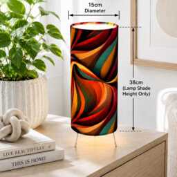 Handmade By Order Luxury Abstract Wave Pattern Multicoloured On Velvet Tall Table Lamp With Holder & Wire - thumbnail 4