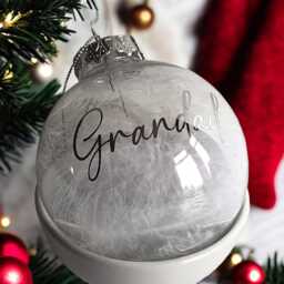 Personalised Feather Filled Christmas Bauble Memorial Gift, Gift Boxed - thumbnail 2