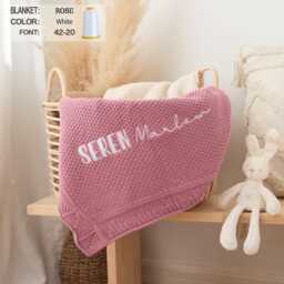 Custom Embroidered Baby Blanket Soft Cotton Knit, Personalized Keepsake - thumbnail 1
