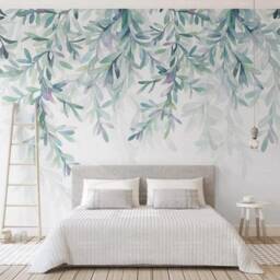 3D Willow Leaf Wallpaper, Green Watercolor Wall Mural - Peel & Stick - thumbnail 2