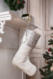Luxury Damask Christmas Stockings in Shades Of Silver