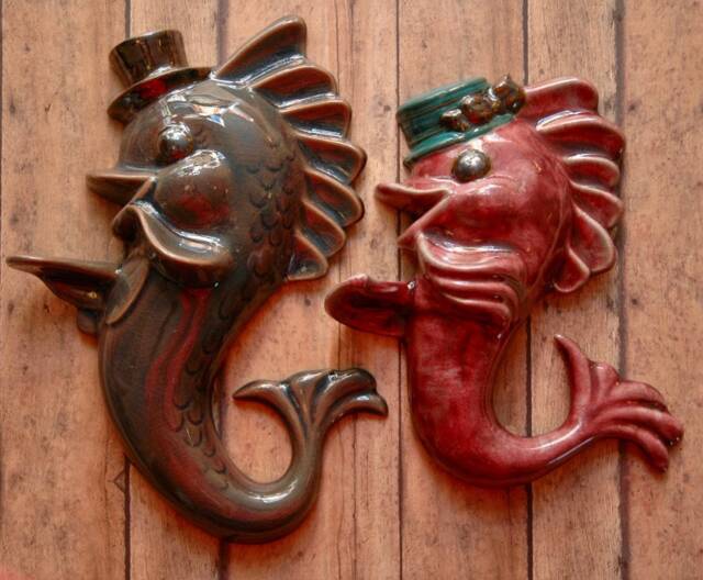 Small Fry Nautical Retro Steampunk Fish Top Hat Wall Hanging Ocean Beach House Conversation Art Studio Decor Design - image 1