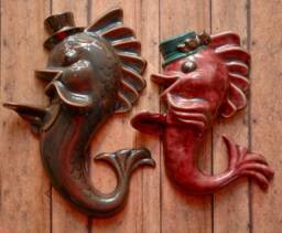 Small Fry Nautical Retro Steampunk Fish Top Hat Wall Hanging Ocean Beach House Conversation Art Studio Decor Design - thumbnail 1