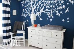 Large White Maple Tree Vinyl Wall Decal With Birds - Nature Inspired Home & Office Decor Easy To Apply Remove - K024B - thumbnail 4