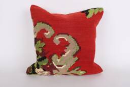 Handwoven Kilim Pillow Cover Vintage Turkish Wool Lumbar Sham - 16x16 - thumbnail 1