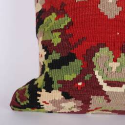 Handwoven Kilim Pillow Cover Vintage Turkish Wool Lumbar Sham - 16x16 - thumbnail 3