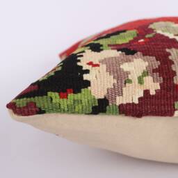 Handwoven Kilim Pillow Cover Vintage Turkish Wool Lumbar Sham - 16x16 - thumbnail 4