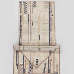 Handmade Moroccan Wool Rug Modern Berber Kilim, Cream & Gray - thumbnail 4