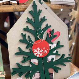 Rustic Wooden Table Top Christmas Tree - Festive Holiday Decoration, 30cm/11.8In - thumbnail 3