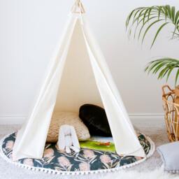 Round Baby Play Mat - Navy Callistemon - thumbnail 2