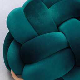 Dark Green Petrol Velvet Knot Ottoman, Floor Cushion Pouf, Large Pillow, Extra Seating, Statement Furniture - thumbnail 3