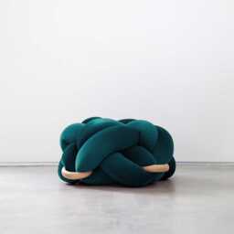 Dark Green Petrol Velvet Knot Ottoman, Floor Cushion Pouf, Large Pillow, Extra Seating, Statement Furniture