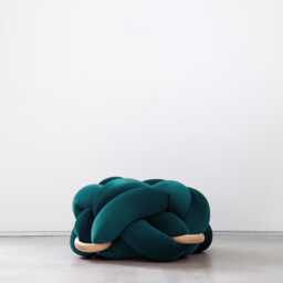 Dark Green Petrol Velvet Knot Ottoman, Floor Cushion Pouf, Large Pillow, Extra Seating, Statement Furniture - thumbnail 4