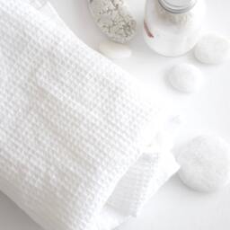White Linen Face Towel - Waffle Spa Gift Towels Set - thumbnail 2