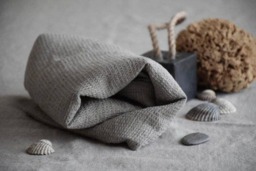White Linen Face Towel, Waffle Spa Gift Towels Set - thumbnail 4