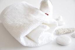 White Linen Face Towel, Waffle Spa Gift Towels Set